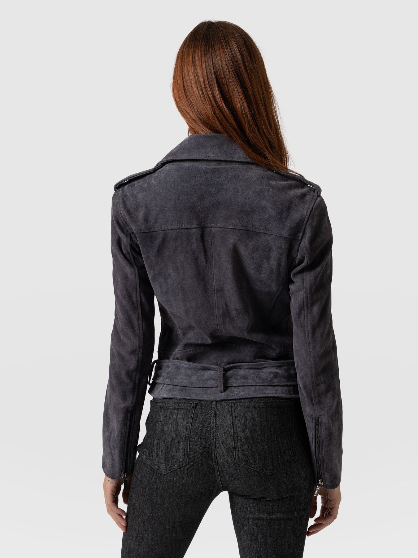 Women's Suede Leather Biker Jacket In Matte Black