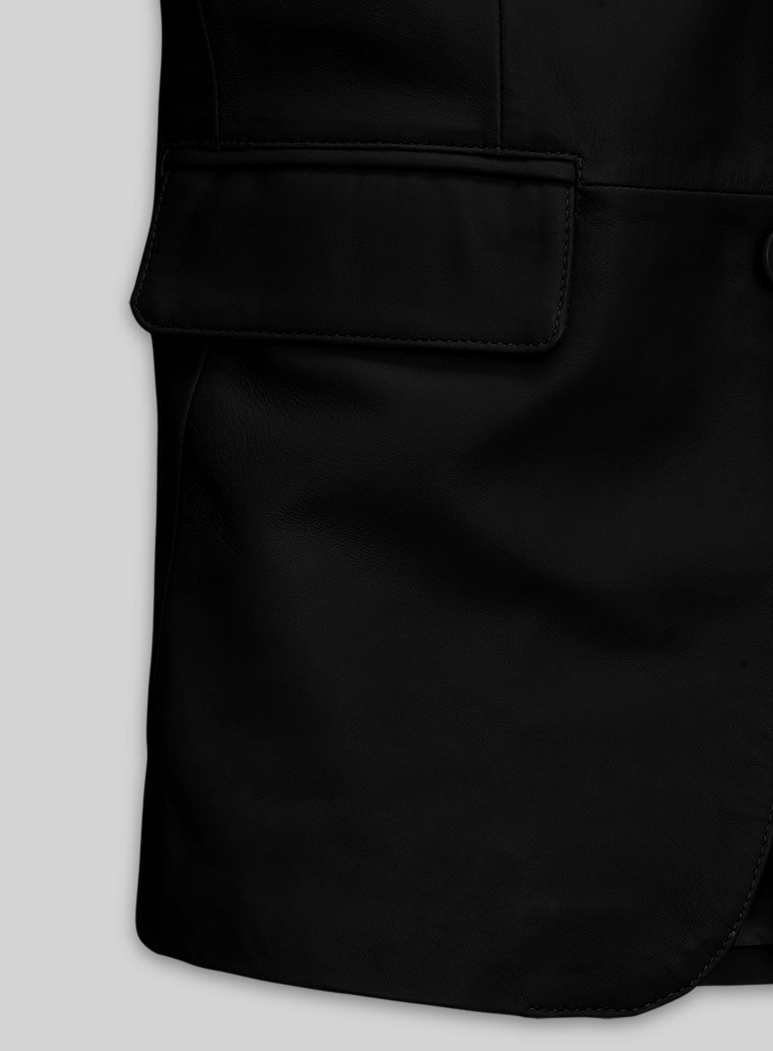 Men's Black Leather Blazer