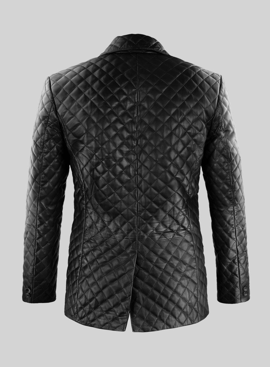 Men's Black Quilted Leather Blazer
