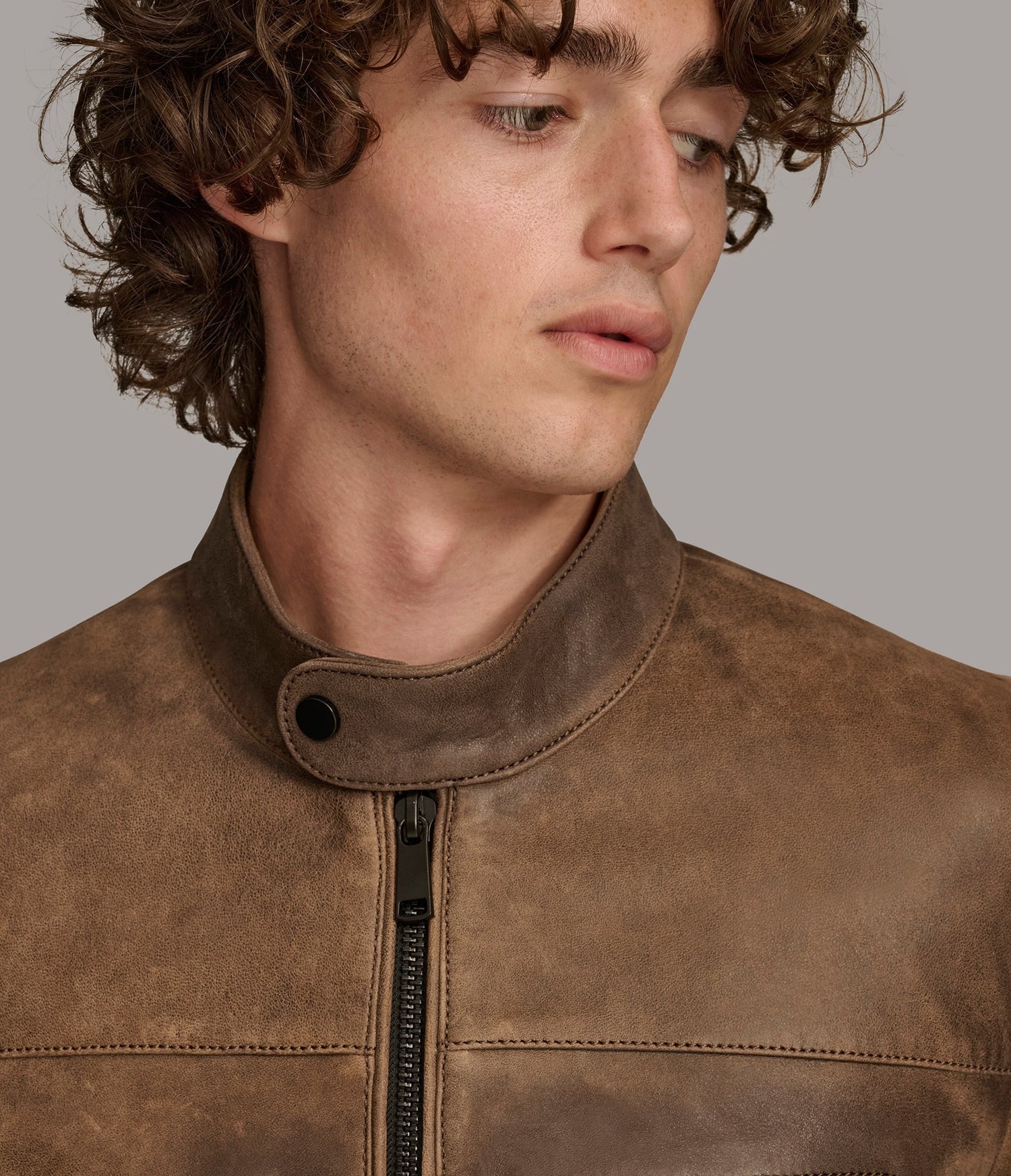 Men's Brown Distressed Motorcycle Leather Jacket