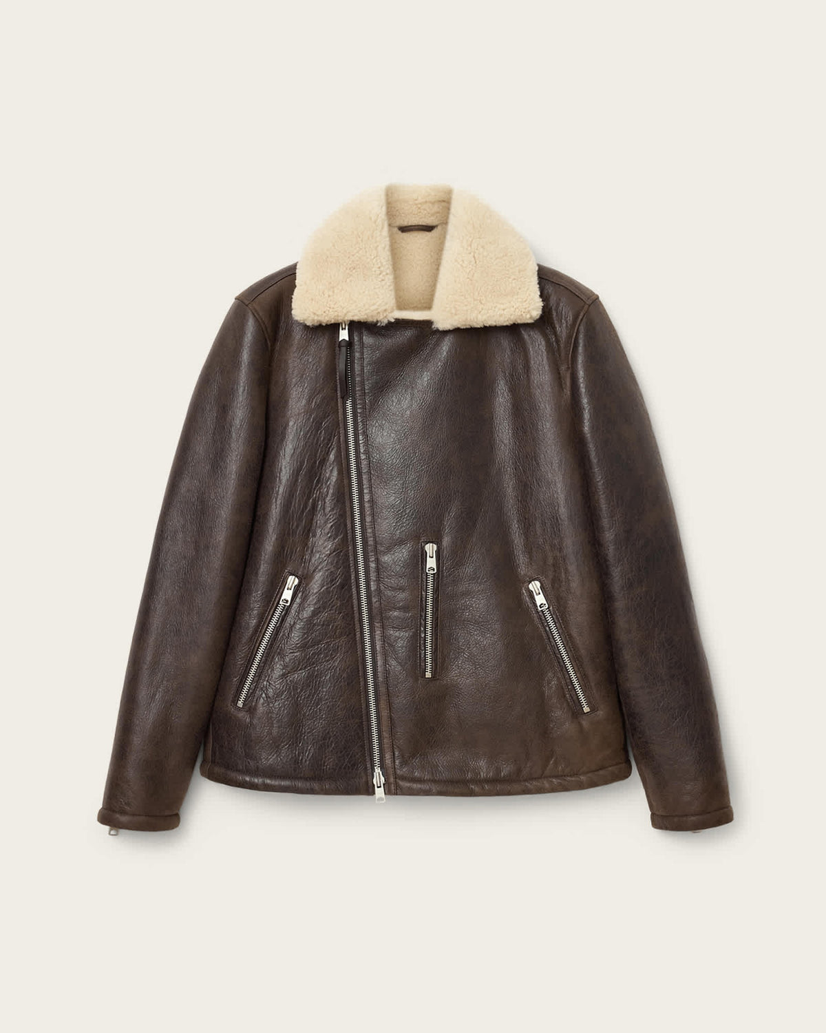 Men's Brown Shearling Aviator Leather Jacket-arcane-fox