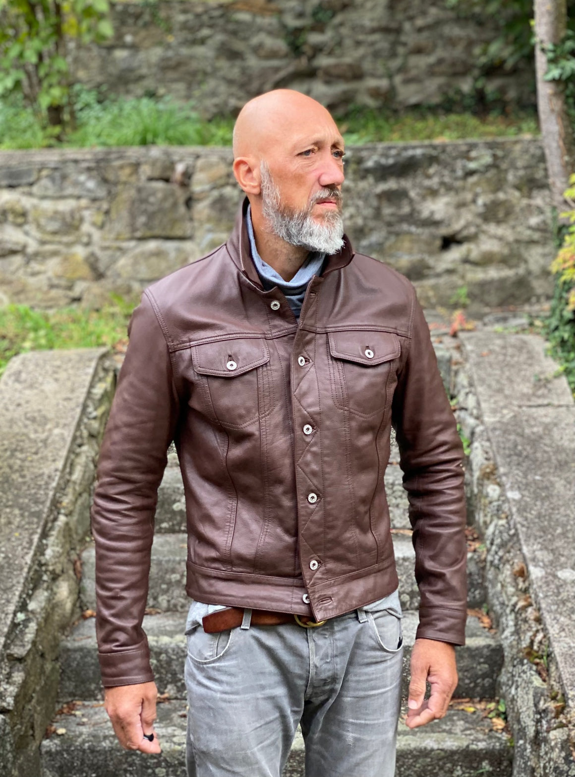 Men's Brown Trucker Leather Jacket
