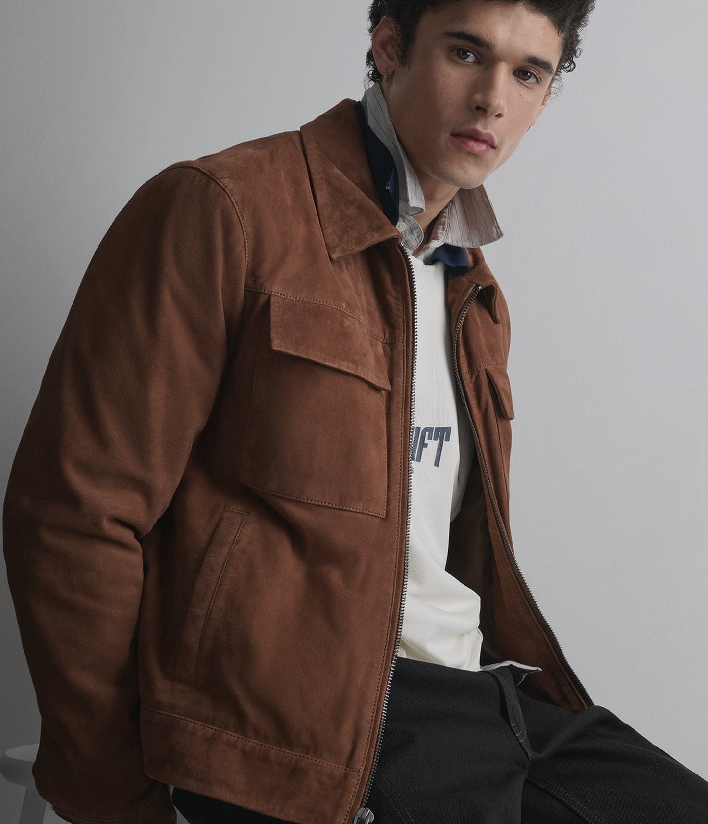 Men's Brown Trucker Suede Leather Jacket - Arcane Fox