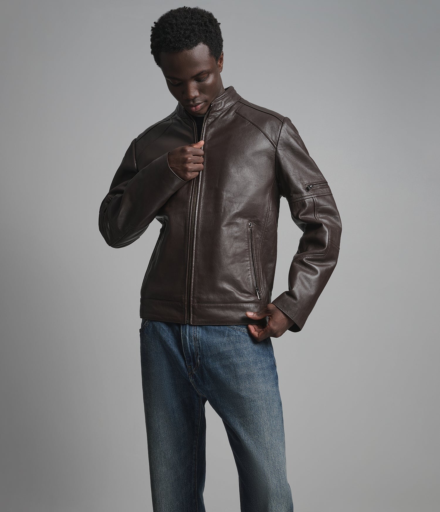 Men's Chocolate Brown Premium Leather Jacket