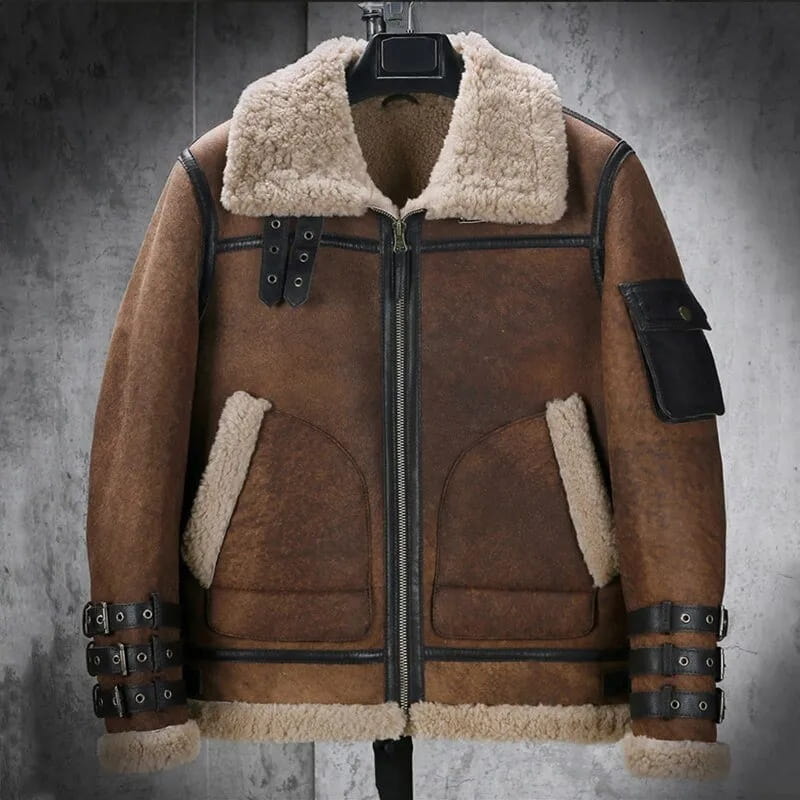 Men's Dark Brown B3 Aviator Shearling Leather Jacket - Arcane Fox