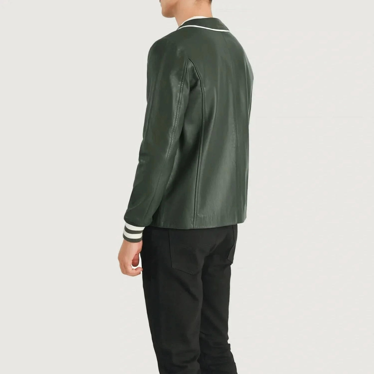 Men's Dark Green Bomber Leather Jacket