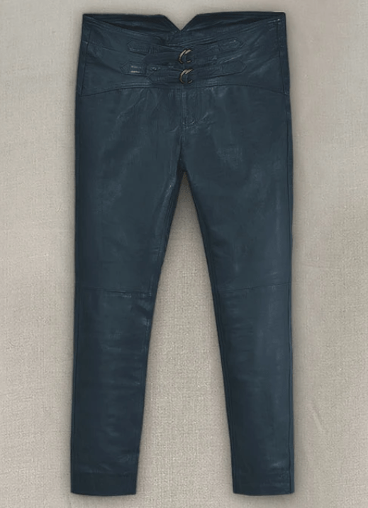 Men's Leather Pant In Royal Blue