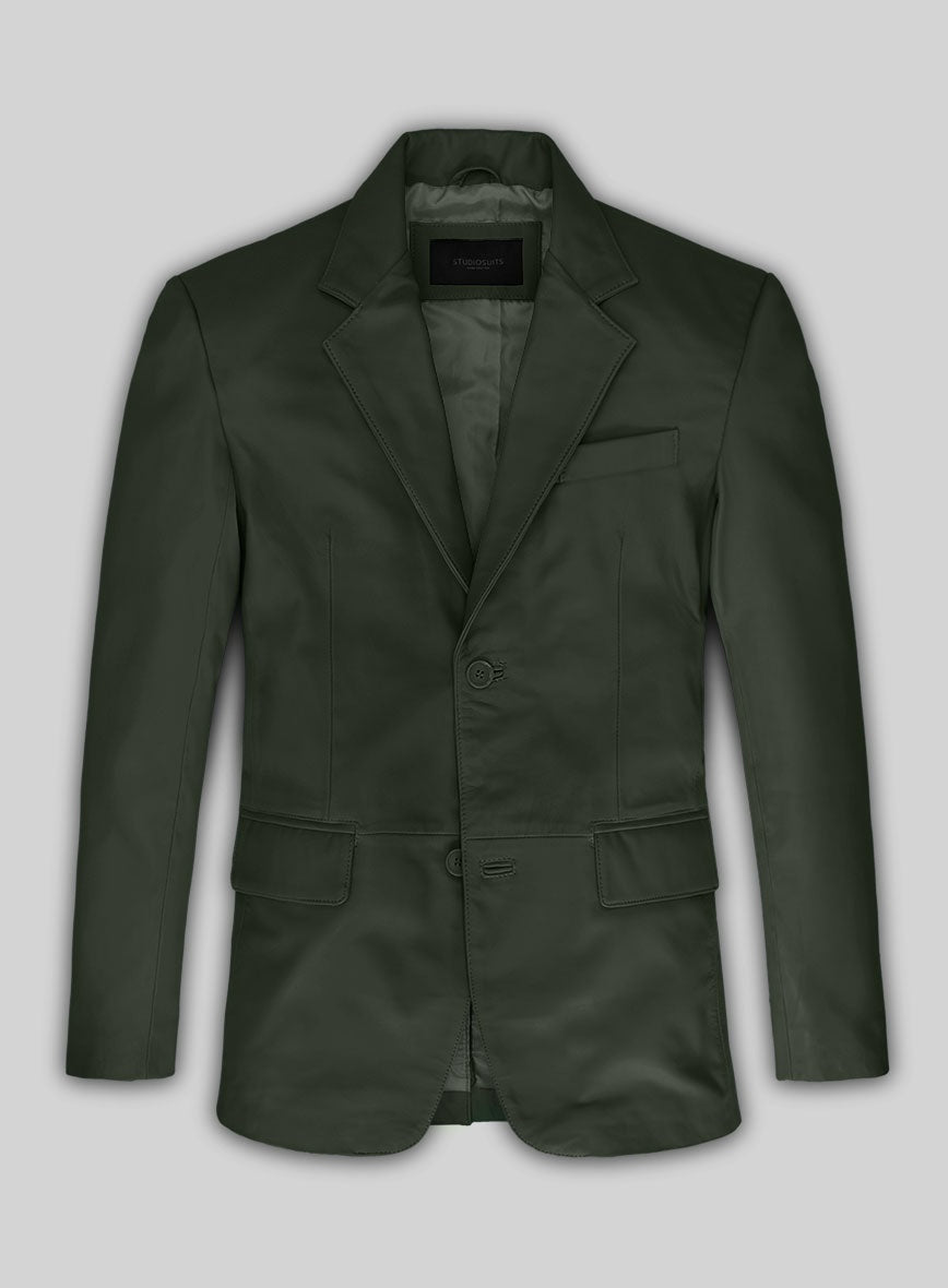 Men's Green Leather Blazer