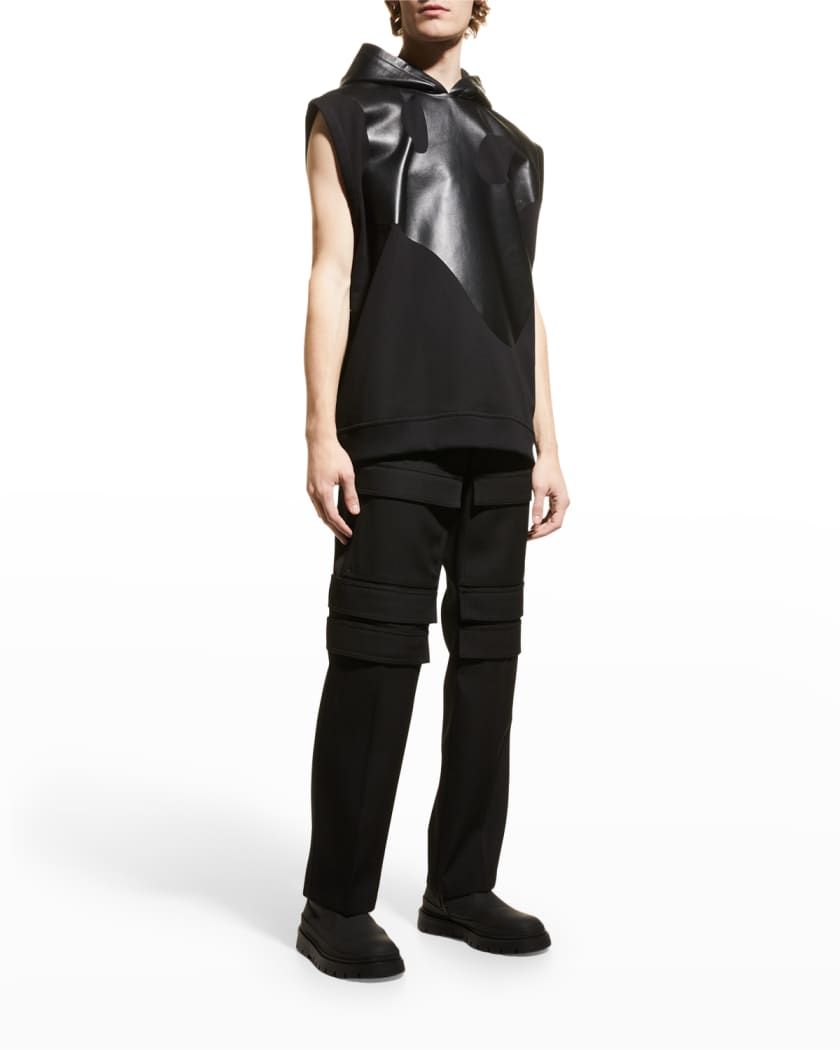 Men's Hooded Leather Shirt In Black