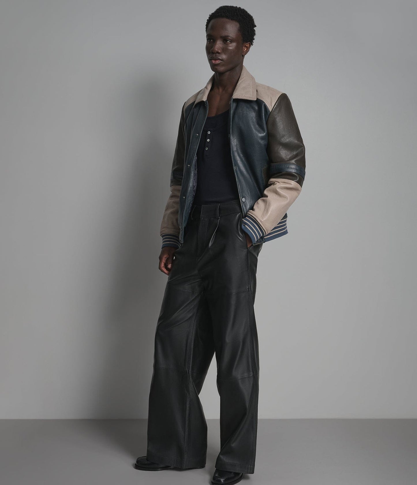 Men's Multi Color Bomber Leather Jacket - Arcane Fox