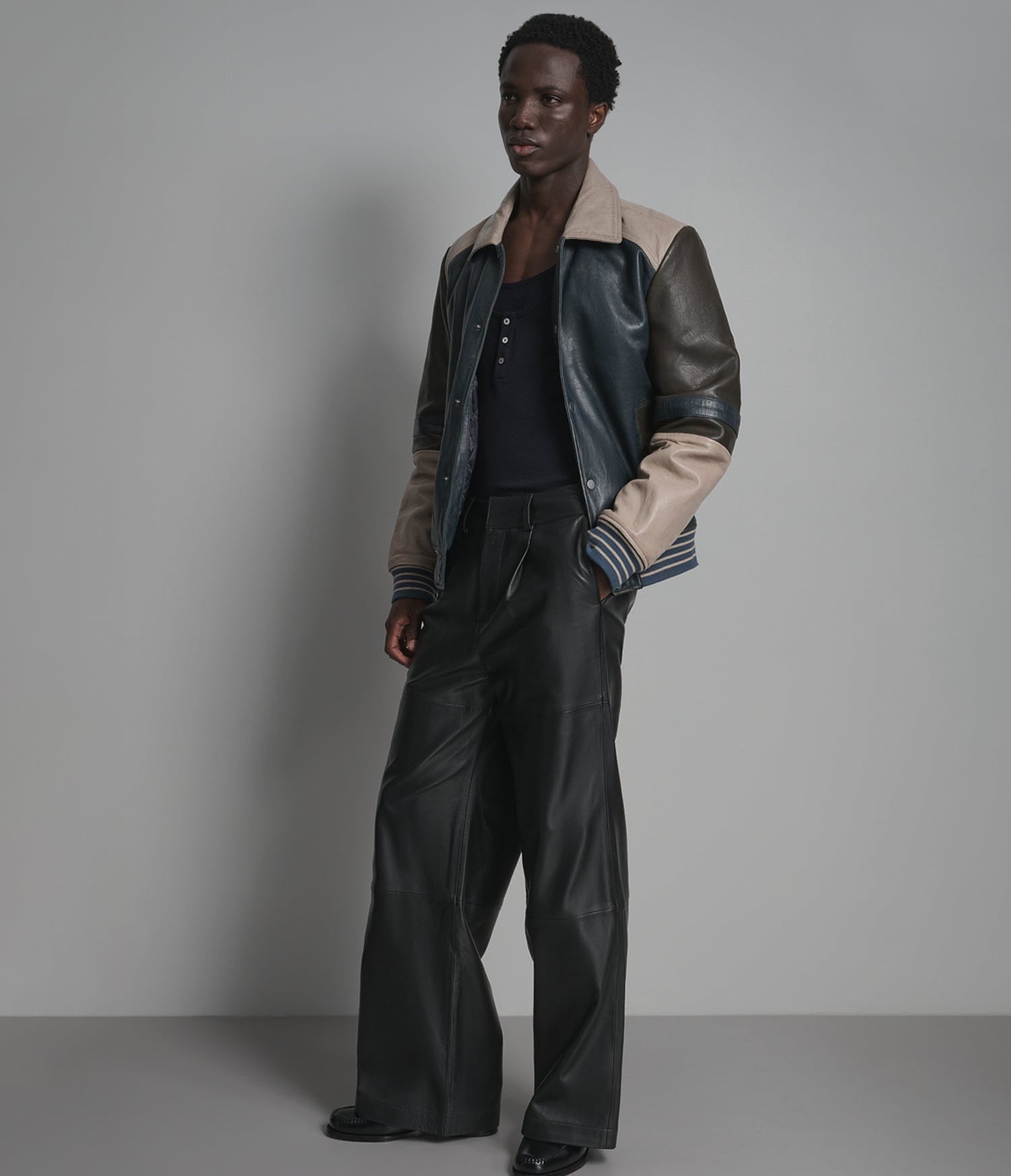 Men's Multi Color Bomber Leather Jacket - Arcane Fox