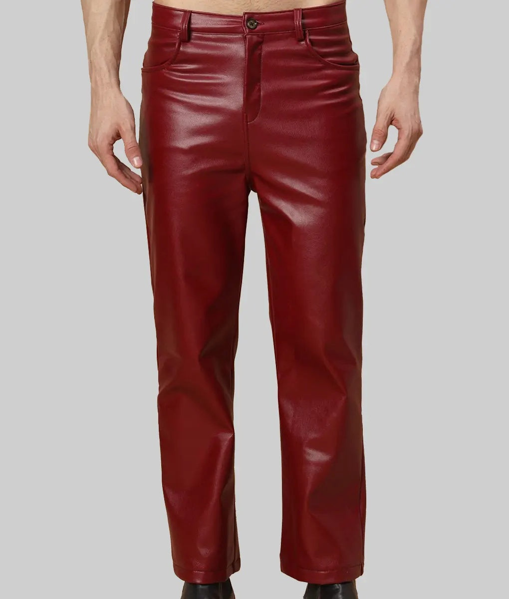 Men's Red Leather Pant