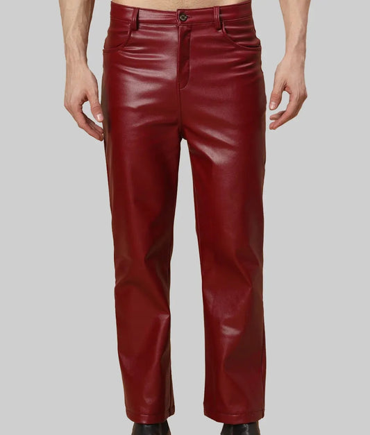 Men's Red Leather Pant