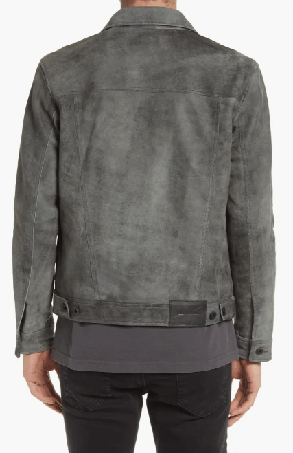 Men's Suede Leather Trucker Jacket In Gray