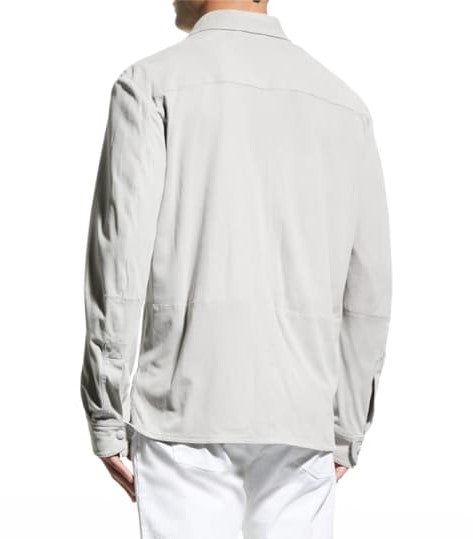 Men's White Leather Shirt In Full Sleeve