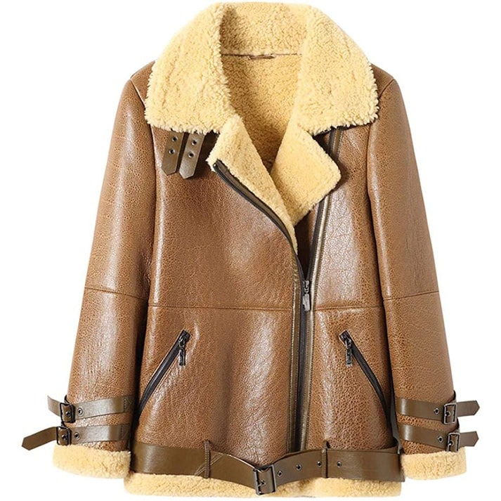 Arcane Fox - Women's B3 Sheepskin Leather Jacket In Brown