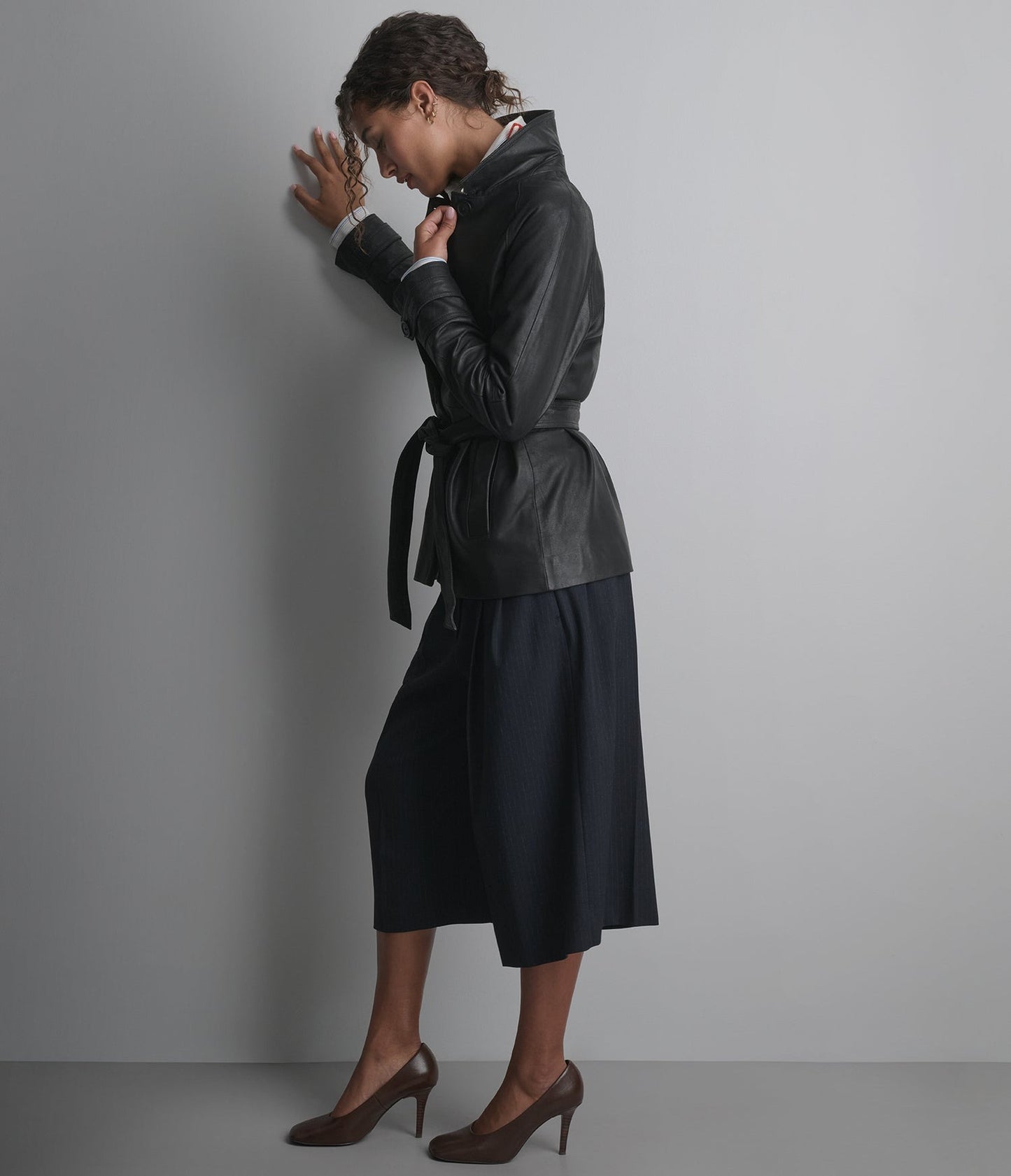 Women's Belted Black Leather Jacket -  Arcane Fox
