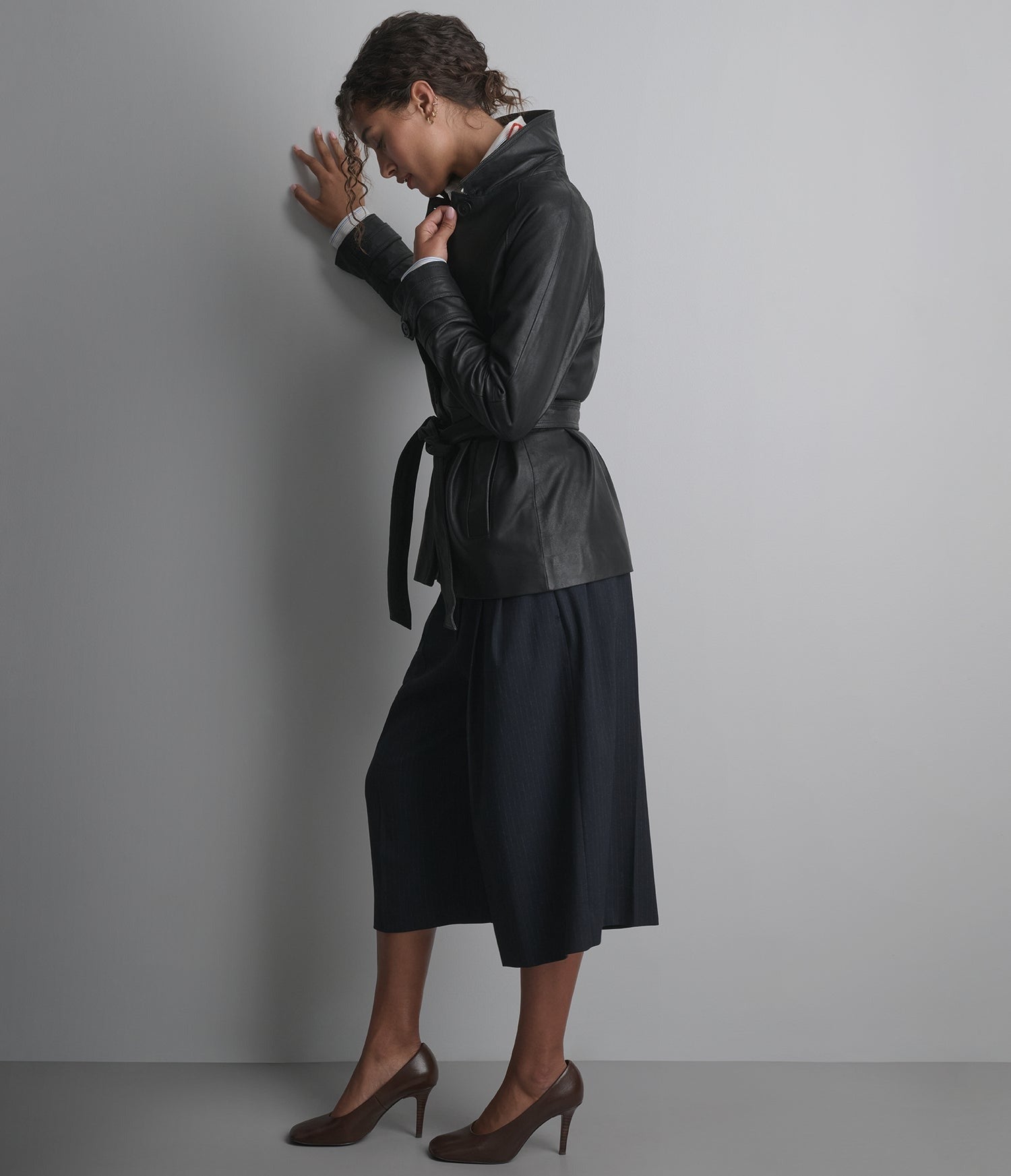 Women's Belted Black Leather Jacket -  Arcane Fox