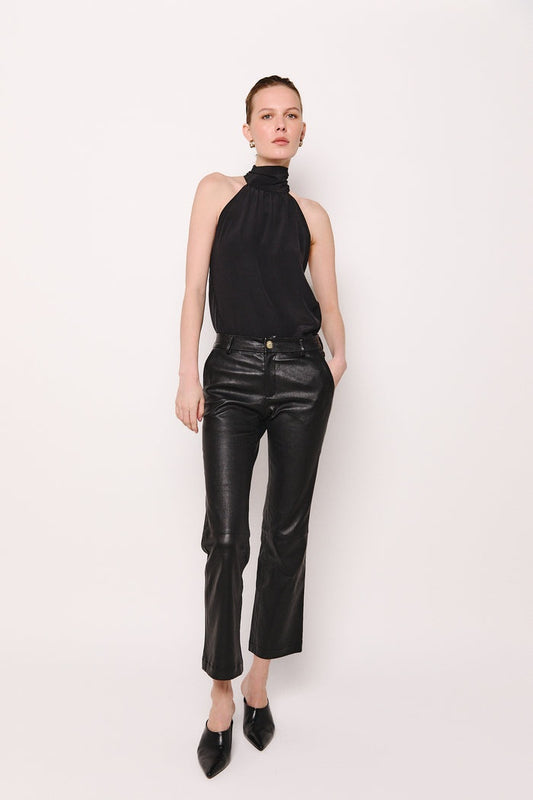 Women's Black Biker Leather Pant