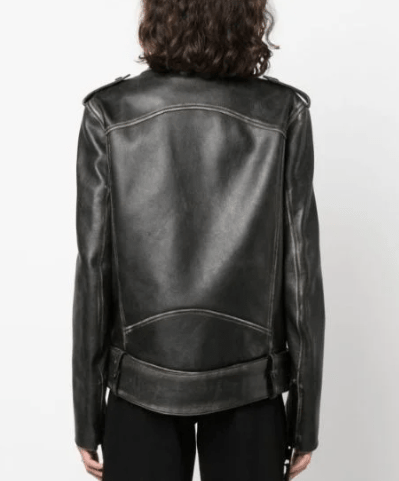 Women's Black Distressed Leather Vintage Jacket