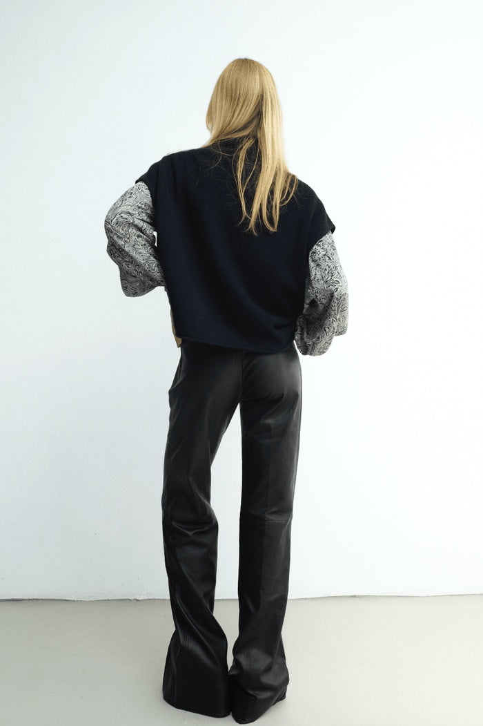 Women's Black Leather Motorcycle Pant