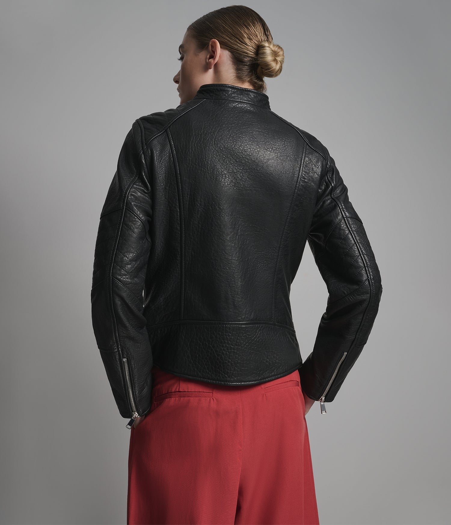 Women's Black Motorcycle Leather Jacket - Arcane Fox