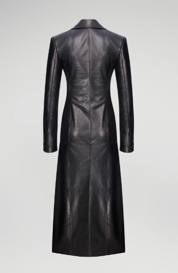 Women's Blazer Leather Coat In Black