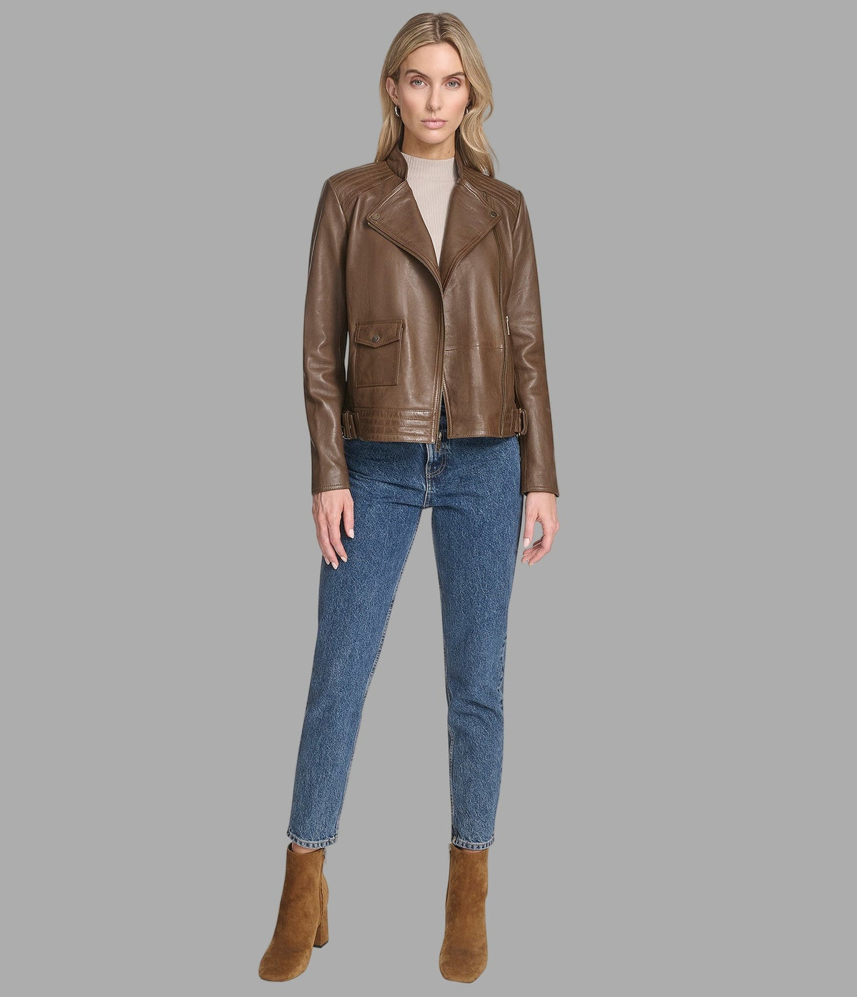 Women's Brown Biker Leather Jacket