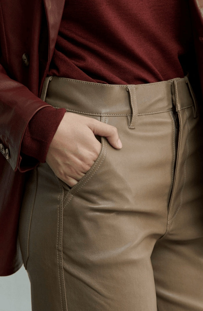 Women's Brown Leather Pant