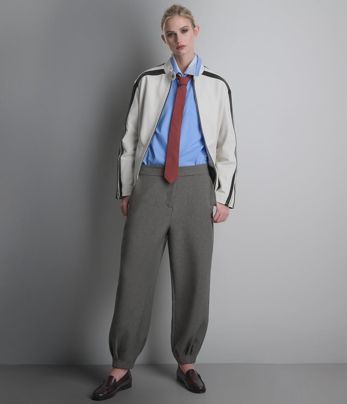 Women's Cafe Racer White Leather Jacket