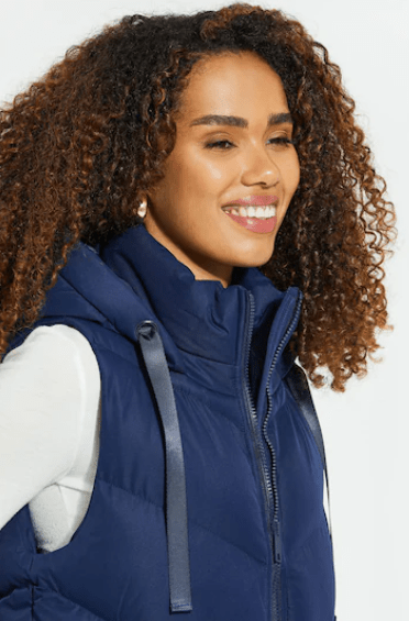 Arcane Fox - Women's Hooded Puffer Sleeveless Coat In Blue