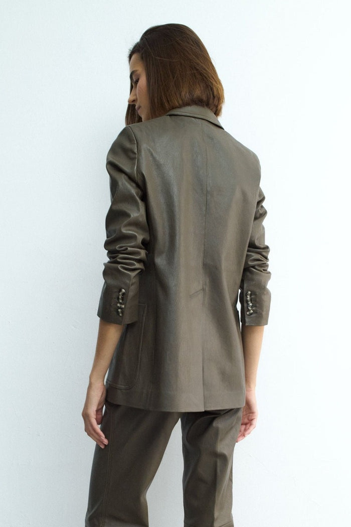 Women's Khaki Leather Pant
