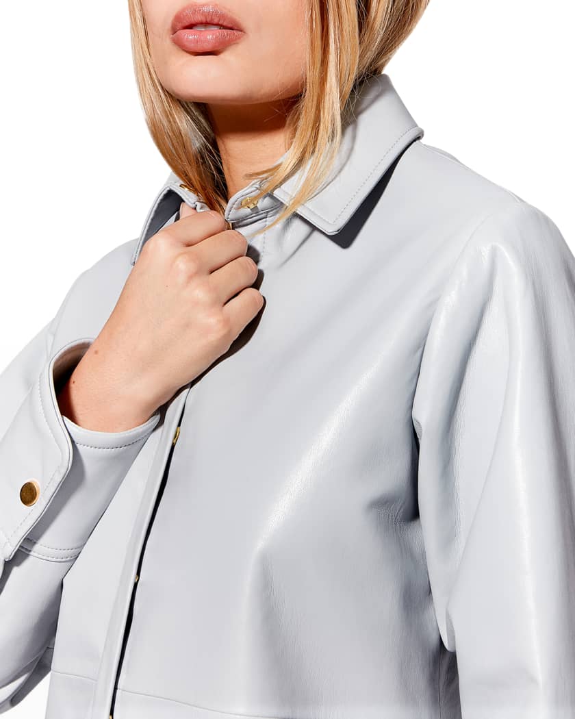 Women's Long Leather Shirt In Gray
