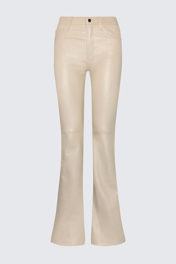 Women's Off White Leather Biker Pant