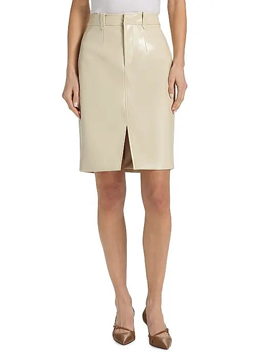 Women's Off White Leather Skirt