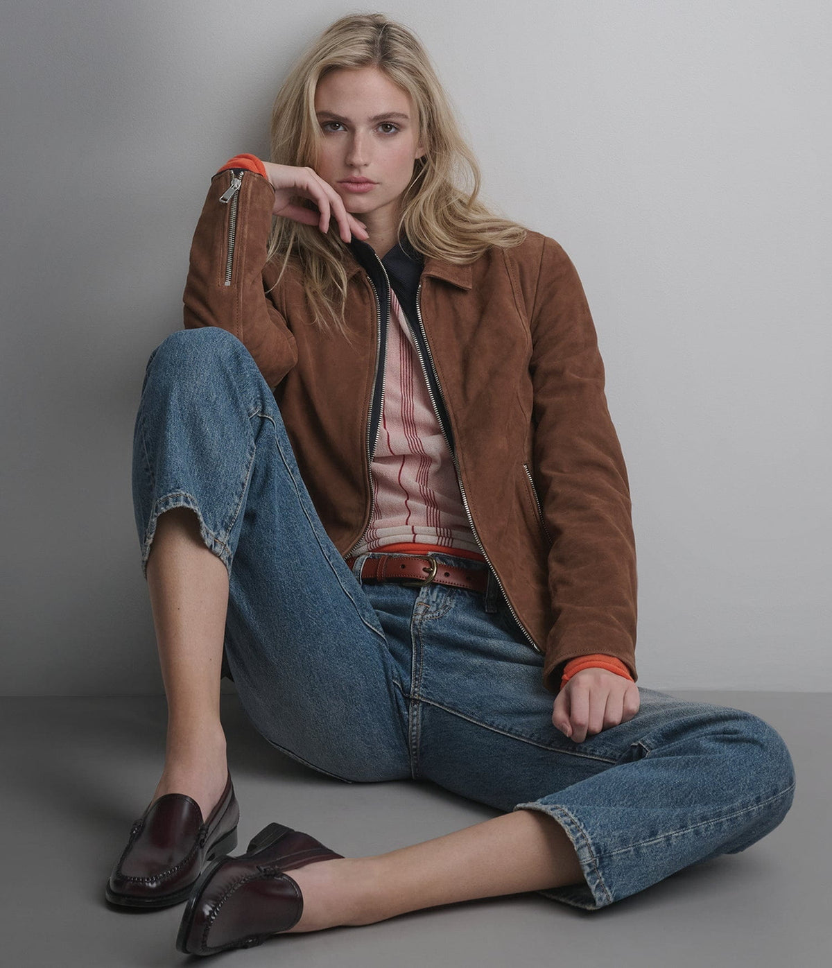 Women's Scuba Brown Suede Leather Jacket - Arcane Fox