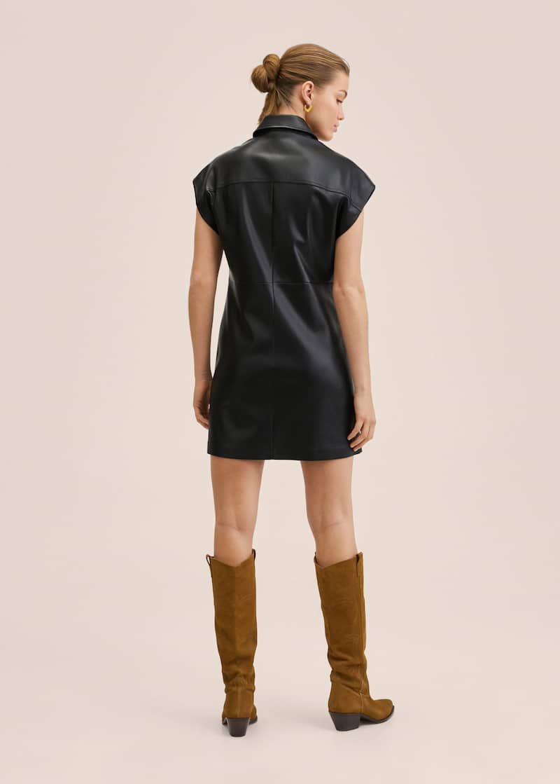 Women's Sleeveless Leather Shirt In Black