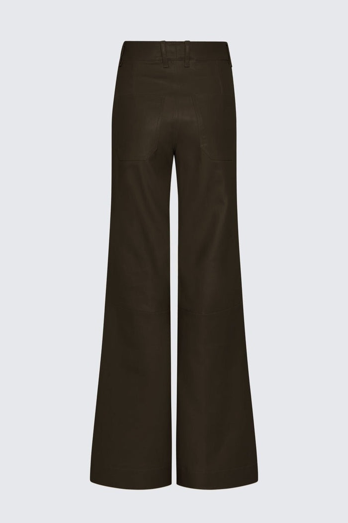 Women's Wide Leg Black Biker Leather Pant