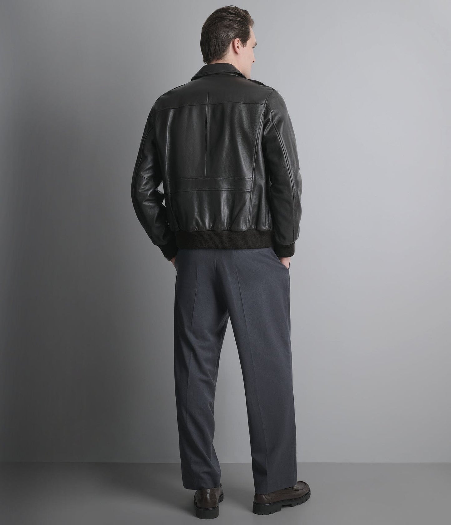 Men's Black Harrington Bomber Leather Jacket - Arcane Fox