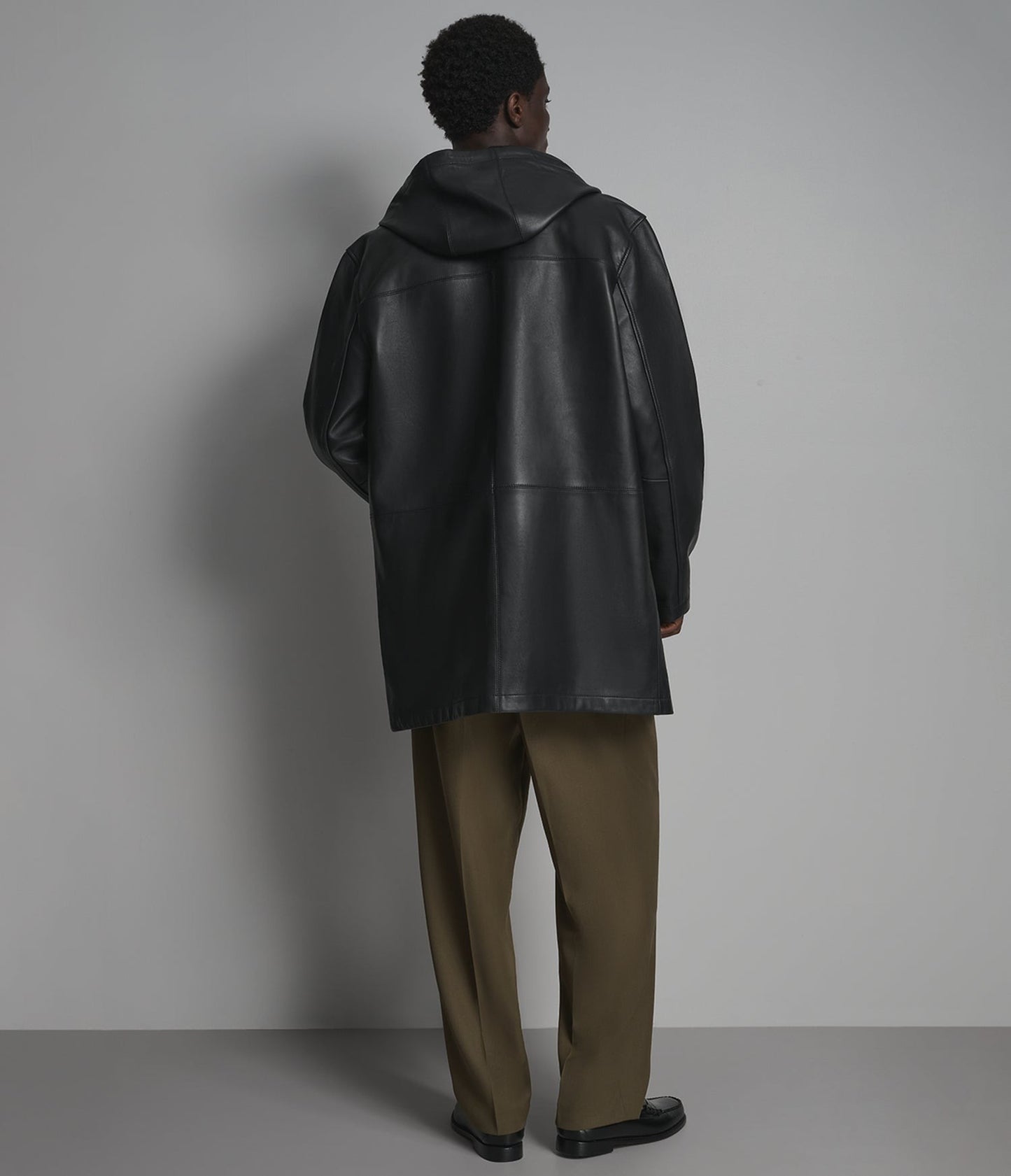 Men's Black Hooded Leather Coat - Arcane Fox