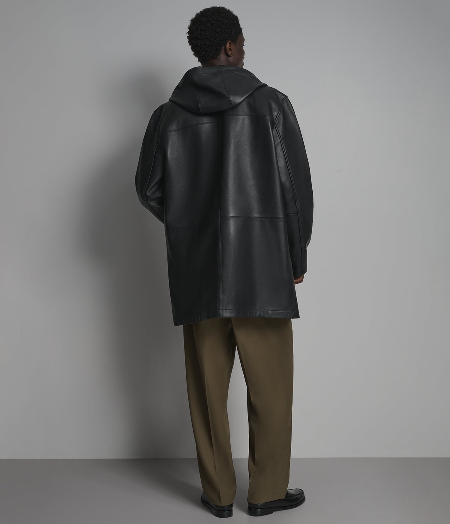 Men's Black Hooded Leather Coat - Arcane Fox