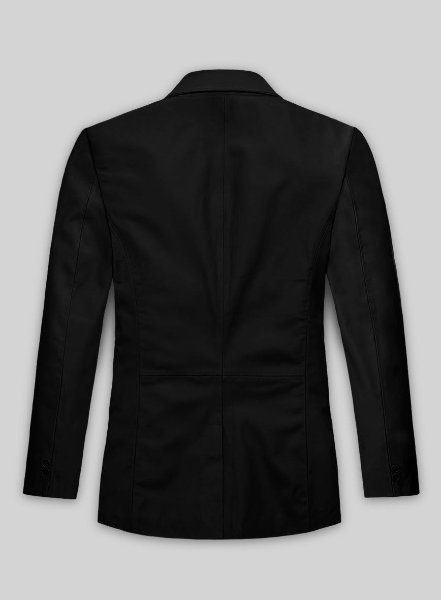 Men's Black Leather Blazer
