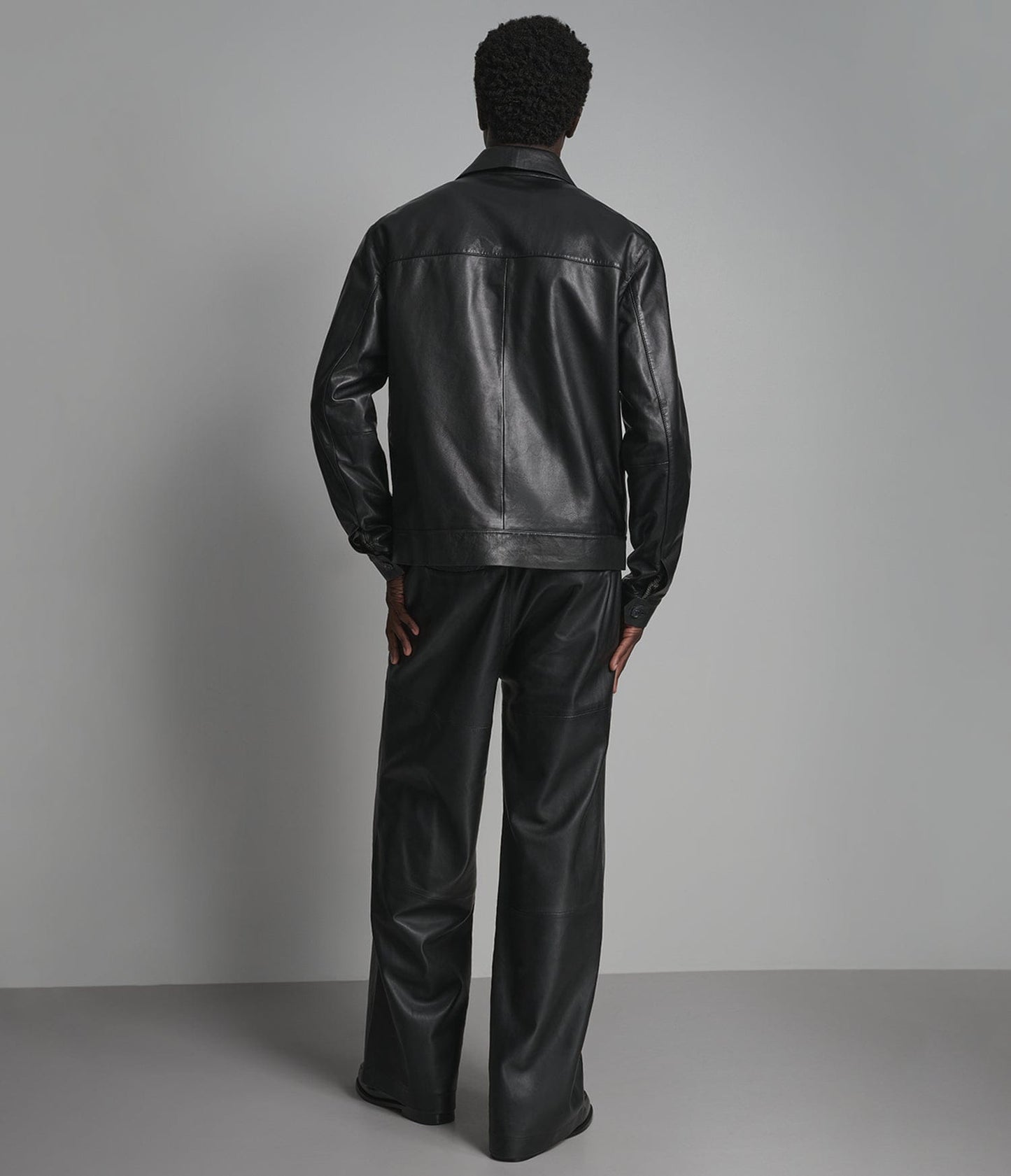 Men's Black Leather Trucker Jacket - Arcane Fox