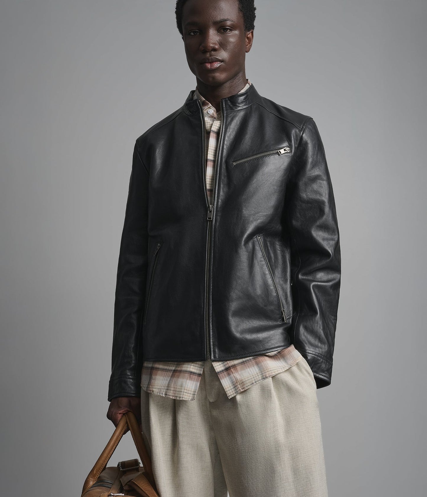 Men's Black Motorcycle Leather Jacket