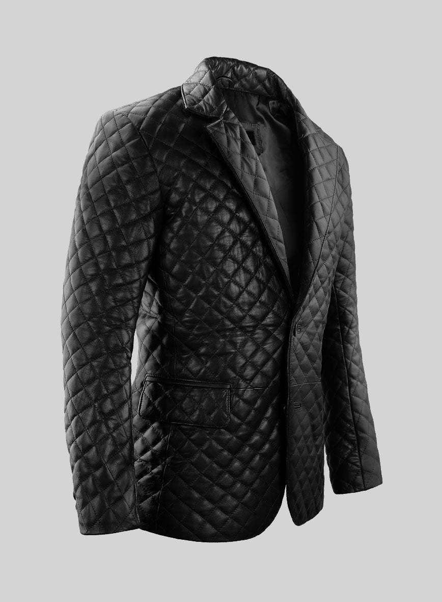 Men's Black Quilted Leather Blazer