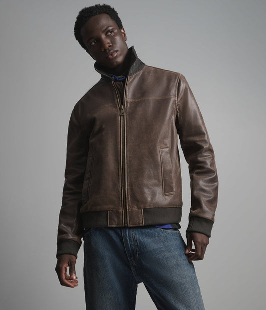 Men's Brown Bomber Leather Jacket