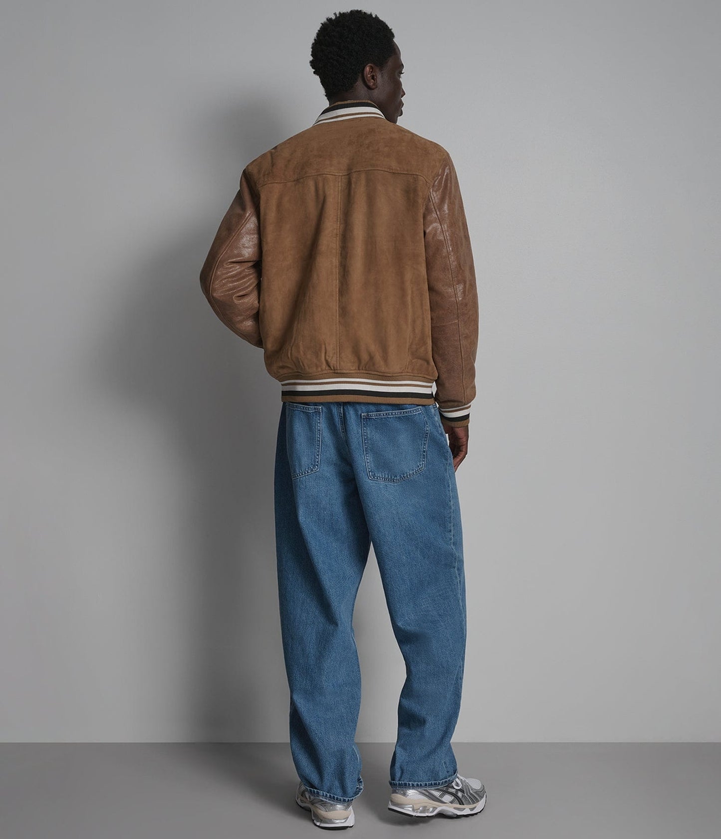 Men's Brown Bomber Varsity Leather Jacket - Arcane Fox