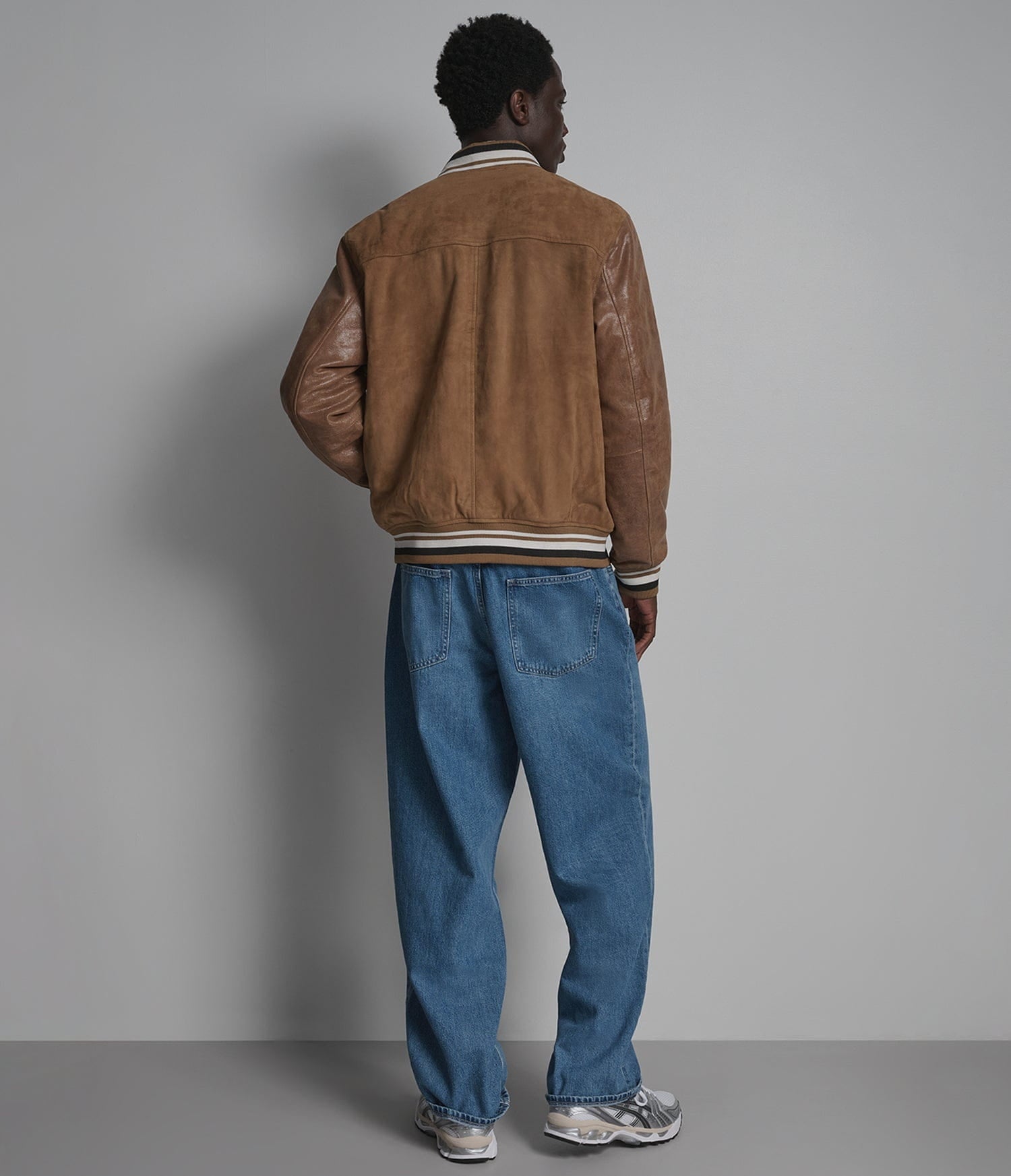 Men's Brown Bomber Varsity Leather Jacket - Arcane Fox