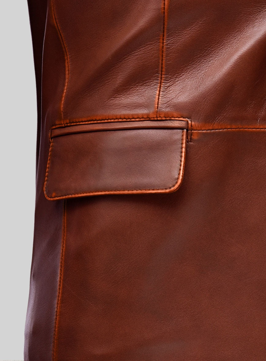 Men's Brown DIstressed Leather Blazer