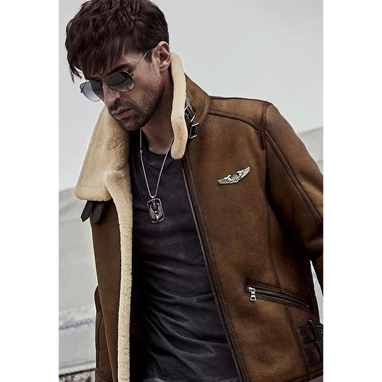 Men's Brown Sheepskin Fur Leather Jackets